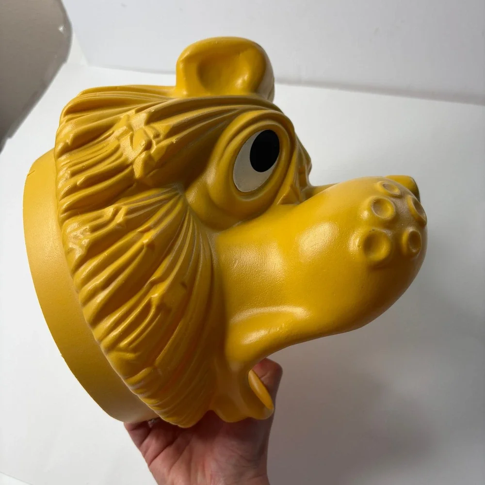 Vintage 70s Fesco Circus Lion Head Trash Can *Lid Only* Whimsical Decor Kid Core